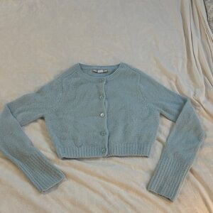 Kimchi Blue Women's Blue Cropped Cardigan Sweater xs-tp